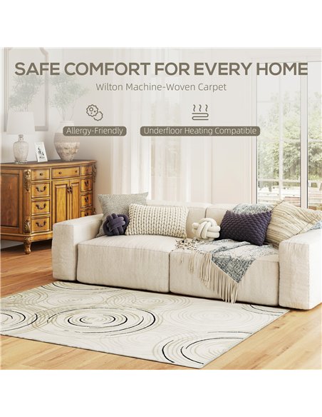 HOMCOM Modern Area Rug, Swirl Pattern Machine Washable Rug, Allergy-Friendly Floor Carpet for Living Room, Bedroom, Dining Room, - pic 204744 | FastDaddyshop