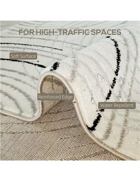 HOMCOM Modern Area Rug, Swirl Pattern Machine Washable Rug, Allergy-Friendly Floor Carpet for Living Room, Bedroom, Dining Room, - pic 204745 | FastDaddyshop