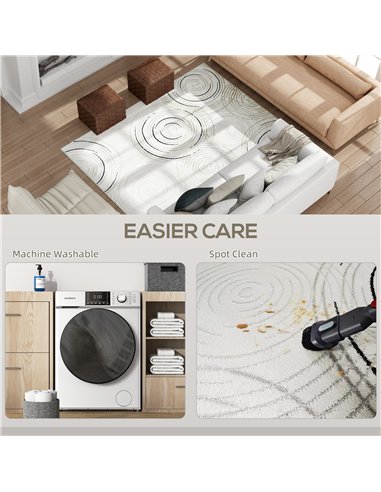 HOMCOM Modern Area Rug, Swirl Pattern Machine Washable Rug, Allergy-Friendly Floor Carpet for Living Room, Bedroom, Dining Room,
