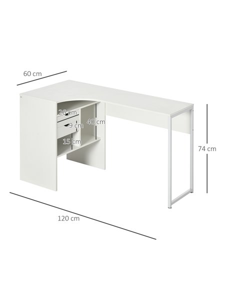 HOMCOM L-Shaped Corner Computer Desk with Storage Shelf, Drawer, White - pic 20476 | FastDaddyshop