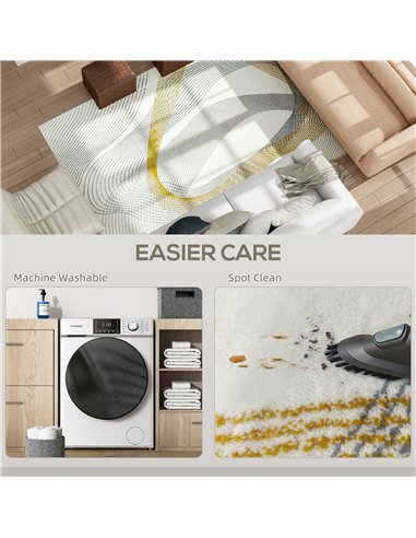 HOMCOM Modern Area Rug, Machine Washable Rug, Allergy-Friendly Floor Carpet for Living Room, Bedroom, Dining Room, Home Office, 