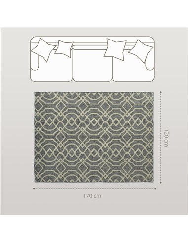 HOMCOM UV Resistant Indoor & Outdoor Area Rug, Easy-Cleaning Machine Washable Rug with Geometric Pattern for Patio, Garden, Kitc
