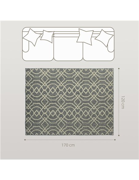 HOMCOM UV Resistant Indoor & Outdoor Area Rug, Easy-Cleaning Machine Washable Rug with Geometric Pattern for Patio, Garden, Kitc - pic 204770 | FastDaddyshop