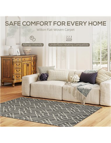 HOMCOM UV Resistant Indoor & Outdoor Area Rug, Easy-Cleaning Machine Washable Rug with Geometric Pattern for Patio, Garden, Kitc