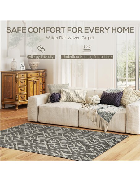 HOMCOM UV Resistant Indoor & Outdoor Area Rug, Easy-Cleaning Machine Washable Rug with Geometric Pattern for Patio, Garden, Kitc - pic 204771 | FastDaddyshop