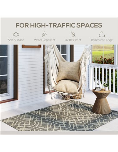 HOMCOM UV Resistant Indoor & Outdoor Area Rug, Easy-Cleaning Machine Washable Rug with Geometric Pattern for Patio, Garden, Kitc