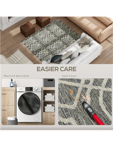 HOMCOM UV Resistant Indoor & Outdoor Area Rug, Easy-Cleaning Machine Washable Rug with Geometric Pattern for Patio, Garden, Kitc