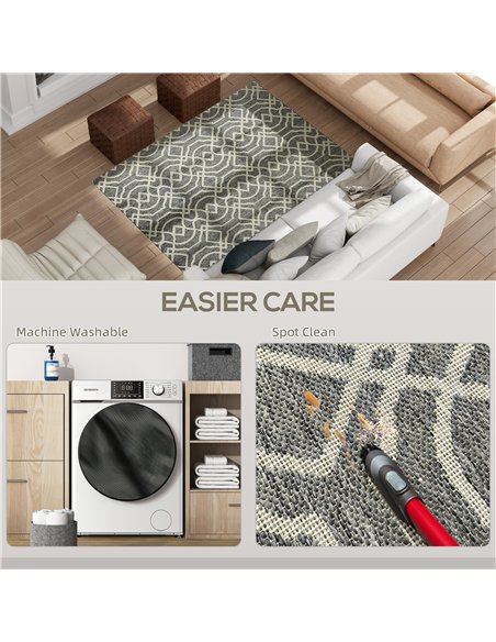 HOMCOM UV Resistant Indoor & Outdoor Area Rug, Easy-Cleaning Machine Washable Rug with Geometric Pattern for Patio, Garden, Kitc - pic 204773 | FastDaddyshop