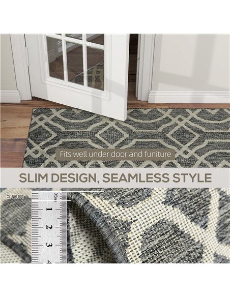 HOMCOM UV Resistant Indoor & Outdoor Area Rug, Easy-Cleaning Machine Washable Rug with Geometric Pattern for Patio, Garden, Kitc - pic 204774 | FastDaddyshop