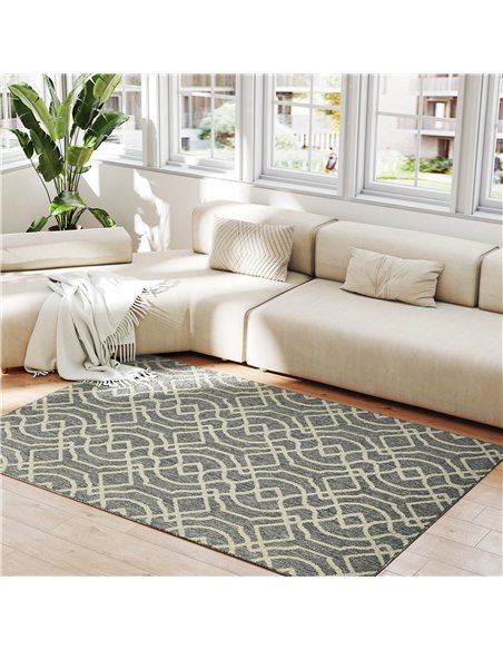 HOMCOM UV Resistant Indoor & Outdoor Area Rug, Easy-Cleaning Machine Washable Rug with Geometric Pattern for Patio, Garden, Kitc - pic 204775 | FastDaddyshop