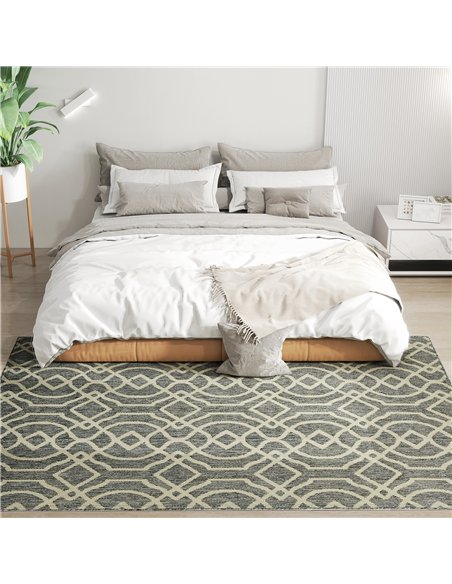 HOMCOM UV Resistant Indoor & Outdoor Area Rug, Easy-Cleaning Machine Washable Rug with Geometric Pattern for Patio, Garden, Kitc - pic 204778 | FastDaddyshop