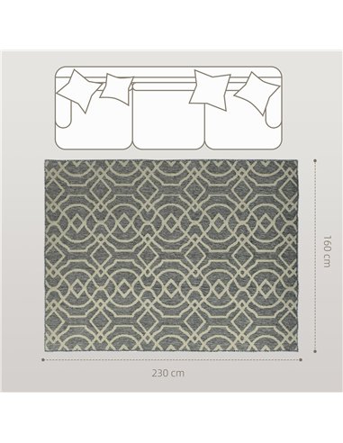HOMCOM UV Resistant Indoor & Outdoor Area Rug, Easy-Cleaning Machine Washable Rug with Geometric Pattern for Patio, Garden, Kitc