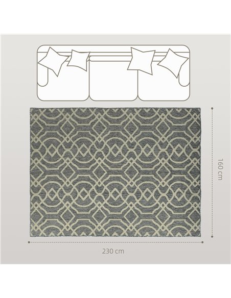 HOMCOM UV Resistant Indoor & Outdoor Area Rug, Easy-Cleaning Machine Washable Rug with Geometric Pattern for Patio, Garden, Kitc - pic 204779 | FastDaddyshop