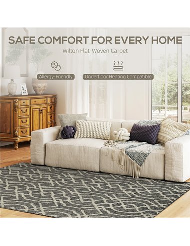 HOMCOM UV Resistant Indoor & Outdoor Area Rug, Easy-Cleaning Machine Washable Rug with Geometric Pattern for Patio, Garden, Kitc