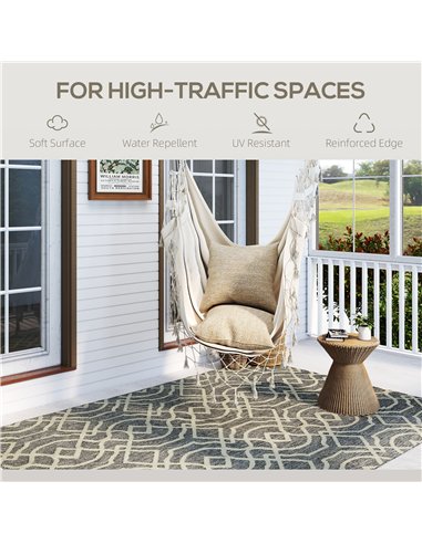 HOMCOM UV Resistant Indoor & Outdoor Area Rug, Easy-Cleaning Machine Washable Rug with Geometric Pattern for Patio, Garden, Kitc