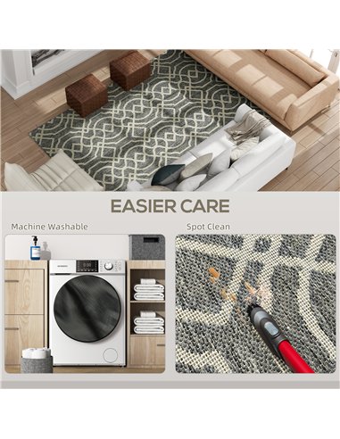 HOMCOM UV Resistant Indoor & Outdoor Area Rug, Easy-Cleaning Machine Washable Rug with Geometric Pattern for Patio, Garden, Kitc