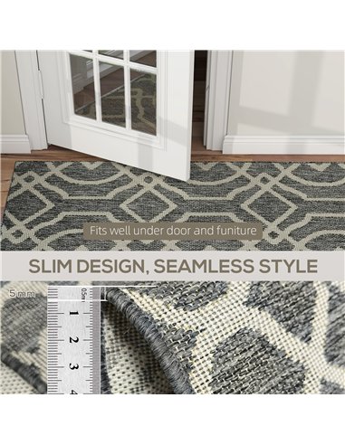HOMCOM UV Resistant Indoor & Outdoor Area Rug, Easy-Cleaning Machine Washable Rug with Geometric Pattern for Patio, Garden, Kitc