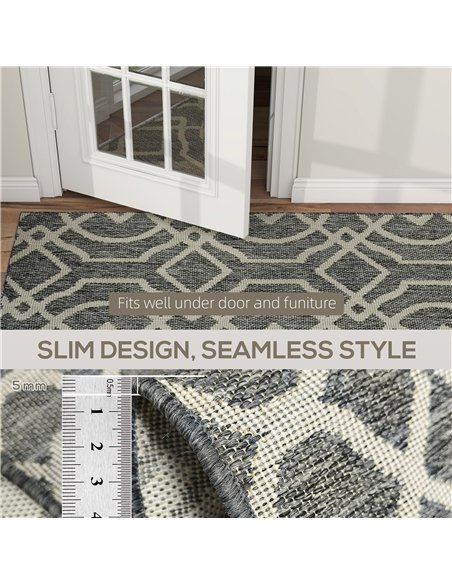 HOMCOM UV Resistant Indoor & Outdoor Area Rug, Easy-Cleaning Machine Washable Rug with Geometric Pattern for Patio, Garden, Kitc - pic 204783 | FastDaddyshop