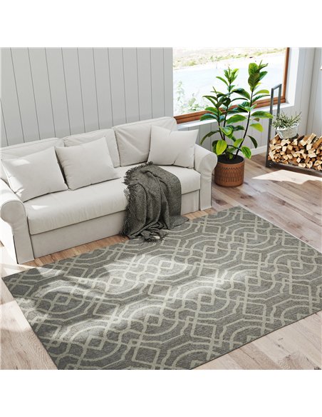 HOMCOM UV Resistant Indoor & Outdoor Area Rug, Easy-Cleaning Machine Washable Rug with Geometric Pattern for Patio, Garden, Kitc - pic 204784 | FastDaddyshop
