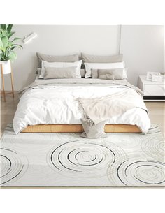 HOMCOM Modern Area Rug, Swirl Pattern Machine Washable Rug, Allergy-Friendly Floor Carpet for Living Room, Bedroom, Dining Room, 2