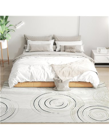 HOMCOM Modern Area Rug, Swirl Pattern Machine Washable Rug, Allergy-Friendly Floor Carpet for Living Room, Bedroom, Dining Room,