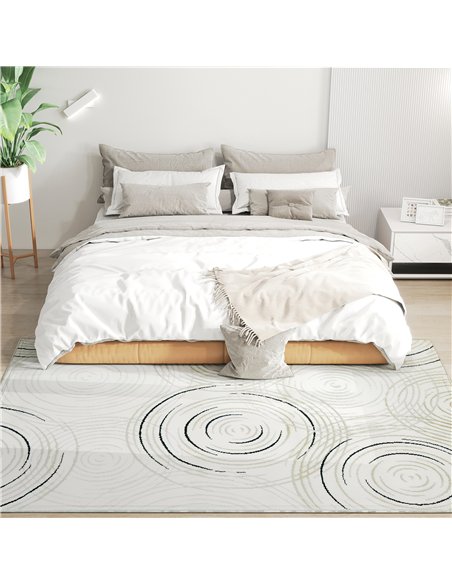 HOMCOM Modern Area Rug, Swirl Pattern Machine Washable Rug, Allergy-Friendly Floor Carpet for Living Room, Bedroom, Dining Room, - pic 204787 | FastDaddyshop