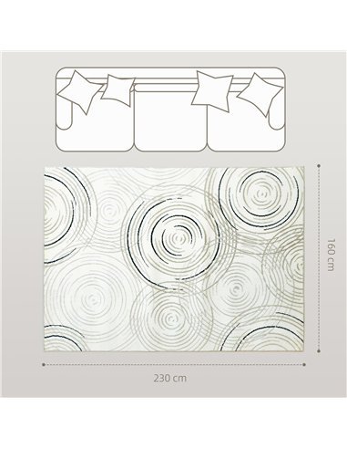 HOMCOM Modern Area Rug, Swirl Pattern Machine Washable Rug, Allergy-Friendly Floor Carpet for Living Room, Bedroom, Dining Room,
