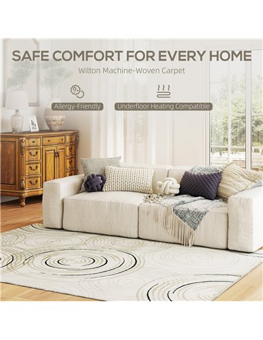 HOMCOM Modern Area Rug, Swirl Pattern Machine Washable Rug, Allergy-Friendly Floor Carpet for Living Room, Bedroom, Dining Room,