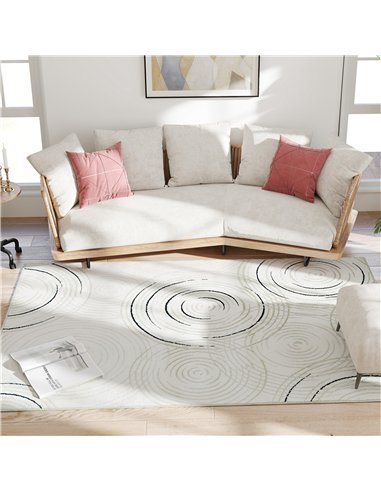 HOMCOM Modern Area Rug, Swirl Pattern Machine Washable Rug, Allergy-Friendly Floor Carpet for Living Room, Bedroom, Dining Room,