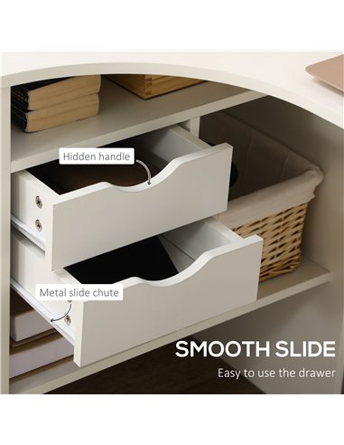 HOMCOM L-Shaped Corner Computer Desk with Storage Shelf, Drawer, White