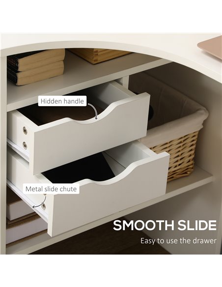 HOMCOM L-Shaped Corner Computer Desk with Storage Shelf, Drawer, White - pic 20480 | FastDaddyshop