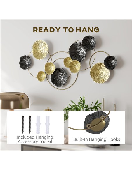 HOMCOM Metal Wall Art, Modern Hanging Wall Decor with Multi-Disc Design for Living Room - pic 204808 | FastDaddyshop