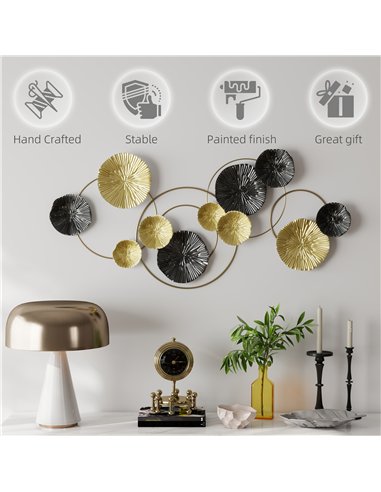 HOMCOM Metal Wall Art, Modern Hanging Wall Decor with Multi-Disc Design for Living Room