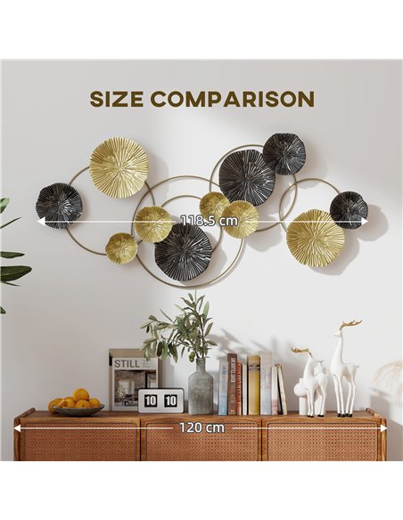 HOMCOM Metal Wall Art, Modern Hanging Wall Decor with Multi-Disc Design for Living Room - pic 204810 | FastDaddyshop