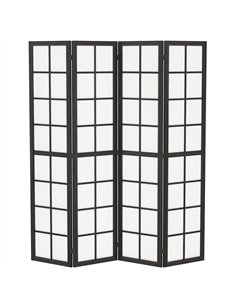 HOMCOM 4 Panel Folding Room Divider, Freestanding Room Separator, Indoor Privacy Screen for Living Room, Bedroom, Black