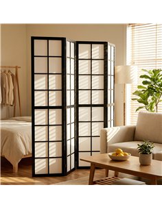 HOMCOM 4 Panel Folding Room Divider, Freestanding Room Separator, Indoor Privacy Screen for Living Room, Bedroom, Black 2