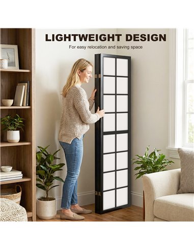 HOMCOM 4 Panel Folding Room Divider, Freestanding Room Separator, Indoor Privacy Screen for Living Room, Bedroom, Black