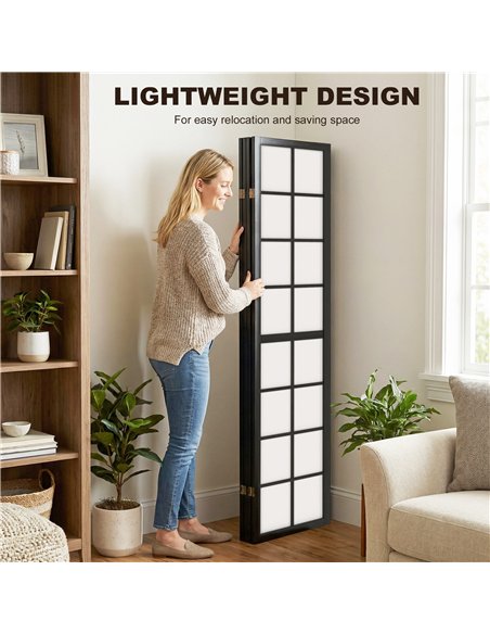 HOMCOM 4 Panel Folding Room Divider, Freestanding Room Separator, Indoor Privacy Screen for Living Room, Bedroom, Black - pic 204818 | FastDaddyshop