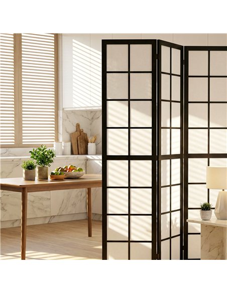 HOMCOM 4 Panel Folding Room Divider, Freestanding Room Separator, Indoor Privacy Screen for Living Room, Bedroom, Black - pic 204820 | FastDaddyshop