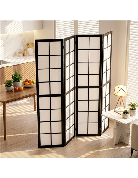 HOMCOM 4 Panel Folding Room Divider, Freestanding Room Separator, Indoor Privacy Screen for Living Room, Bedroom, Black - pic 204821 | FastDaddyshop