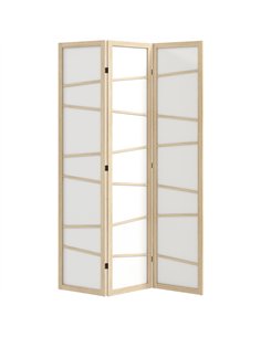 HOMCOM Wooden Folding Privacy Screen, 3 Panel Room Divider for Bedroom, Natural Wood Finish