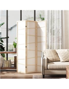 HOMCOM Wooden Folding Privacy Screen, 3 Panel Room Divider for Bedroom, Natural Wood Finish 2
