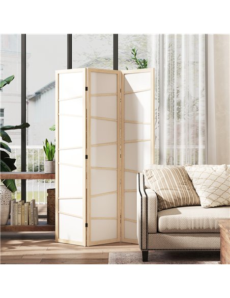 HOMCOM Wooden Folding Privacy Screen, 3 Panel Room Divider for Bedroom, Natural Wood Finish - pic 204823 | FastDaddyshop