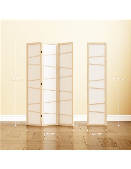 HOMCOM Wooden Folding Privacy Screen, 3 Panel Room Divider for Bedroom, Natural Wood Finish - pic 204824 | FastDaddyshop
