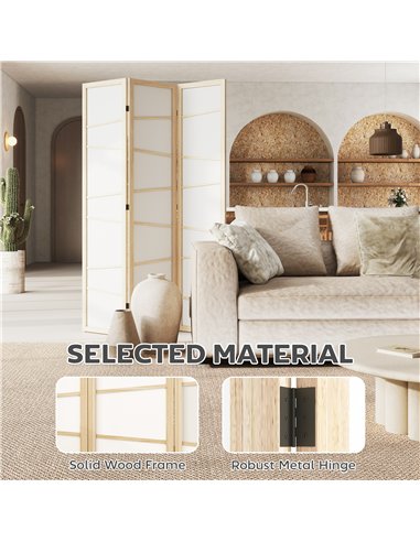 HOMCOM Wooden Folding Privacy Screen, 3 Panel Room Divider for Bedroom, Natural Wood Finish