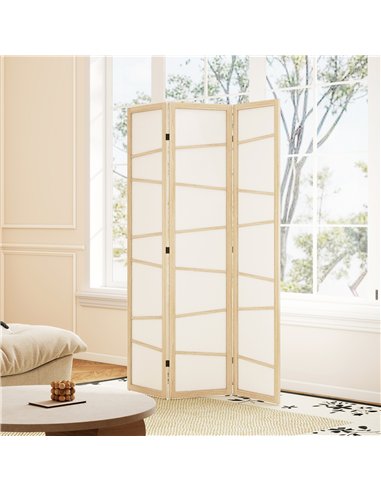 HOMCOM Wooden Folding Privacy Screen, 3 Panel Room Divider for Bedroom, Natural Wood Finish