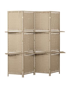 HOMCOM Wave Fibre Freestanding Folding Privacy Screen Panels, Room Divider, Natural Wood Finish