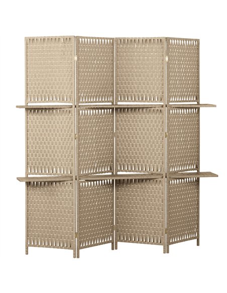 HOMCOM Wave Fibre Freestanding Folding Privacy Screen Panels, Room Divider, Natural Wood Finish - pic 204831 | FastDaddyshop