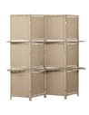 HOMCOM Wave Fibre Freestanding Folding Privacy Screen Panels, Room Divider, Natural Wood Finish