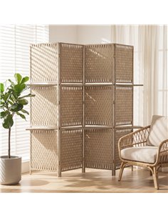 HOMCOM Wave Fibre Freestanding Folding Privacy Screen Panels, Room Divider, Natural Wood Finish 2